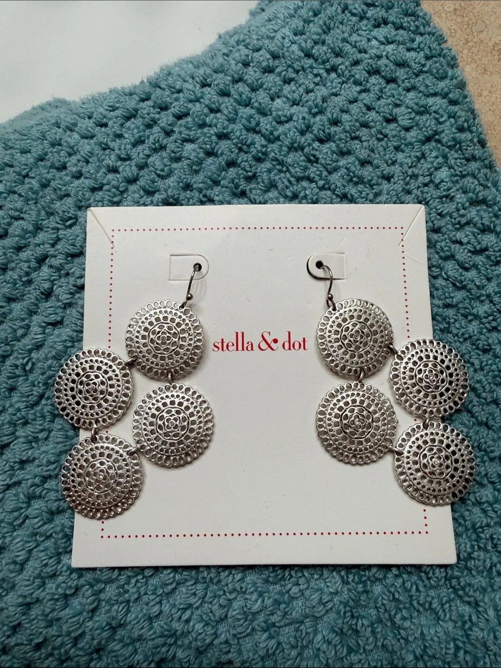 Stella & Dot Silver Triple Filigree Drop Earrings